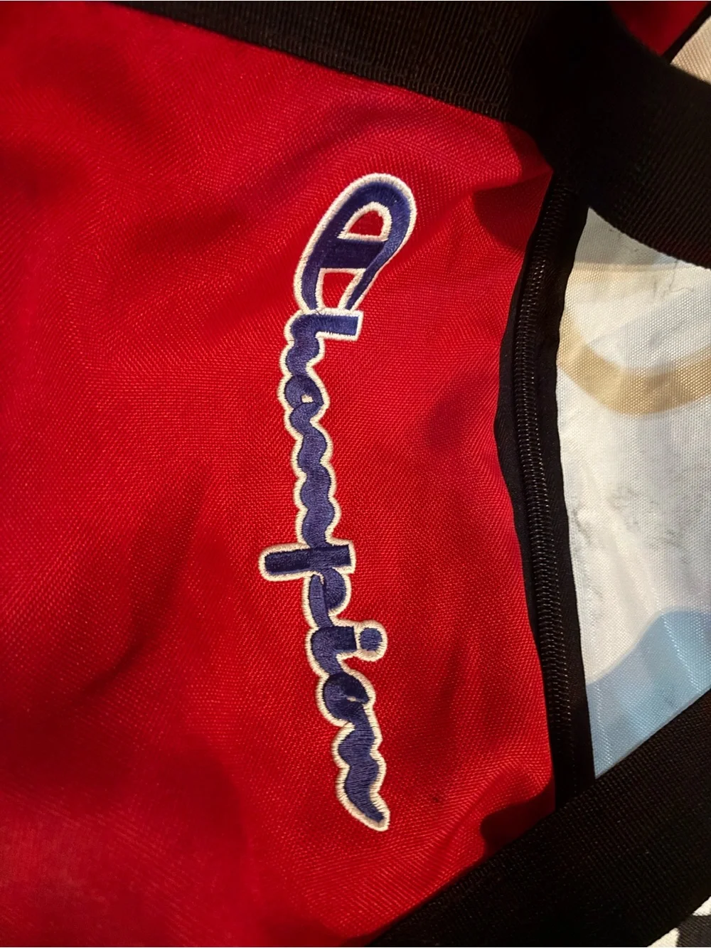 Champion Red and White Athletic Duffel with Black Accents